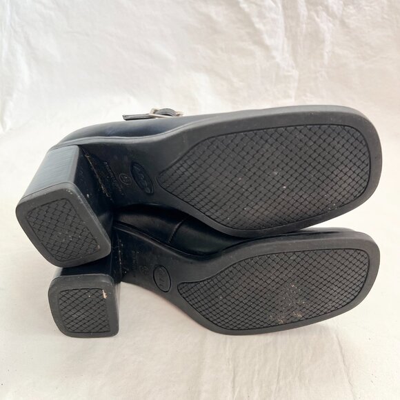 Vintage 90s Aldo shoes mary jane high heels black leather square toe EU 35 5 - Picture 8 of 12